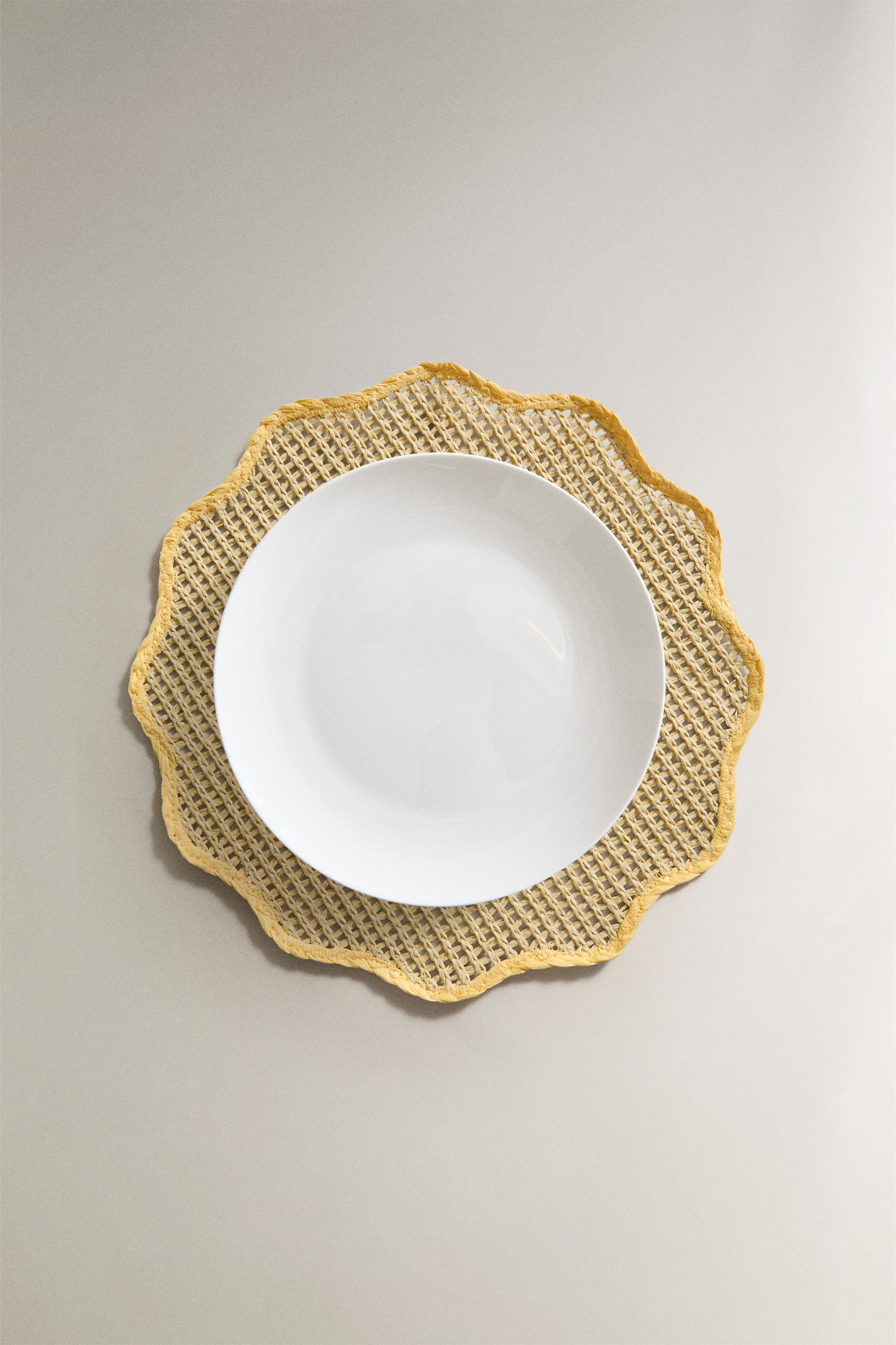 SET DE TABLE PAPIER FLORAL JAUNE